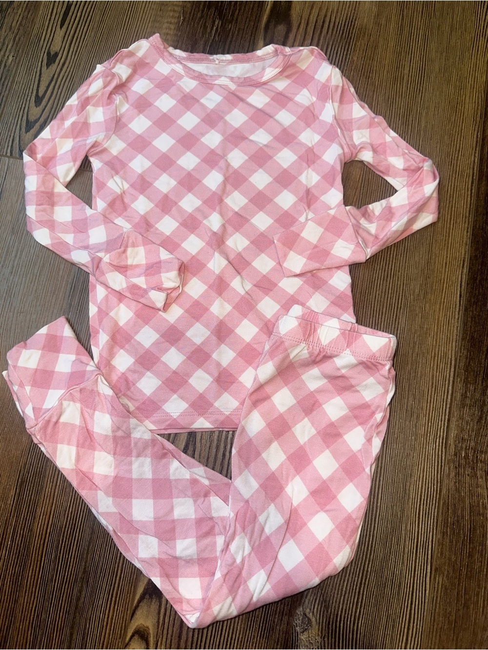 Posh Peanut Girls Pink Gingham Long Sleeve Pajama Set